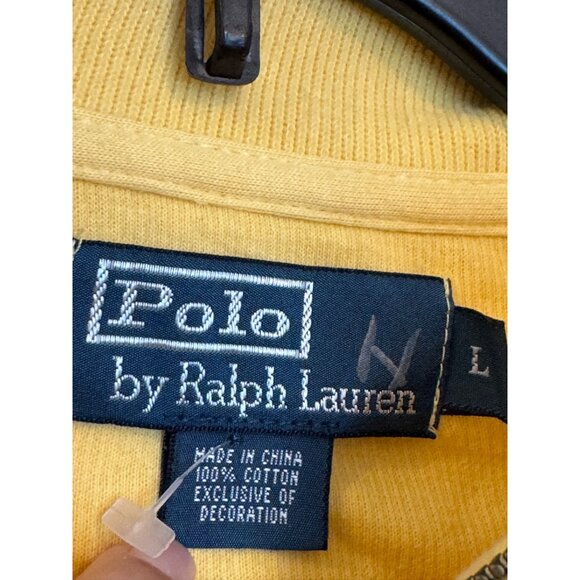 Polo Ralph Lauren Yellow 1/4 Zip Pullover Sweatshirt Mens Large 100% Cotton - Picture 3 of 8